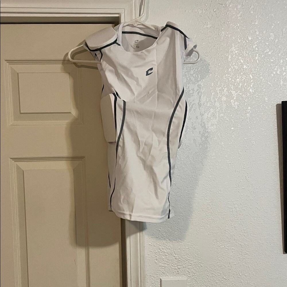 Champro Men's White Padded Athletic Compression Jersey with Contrast Trim